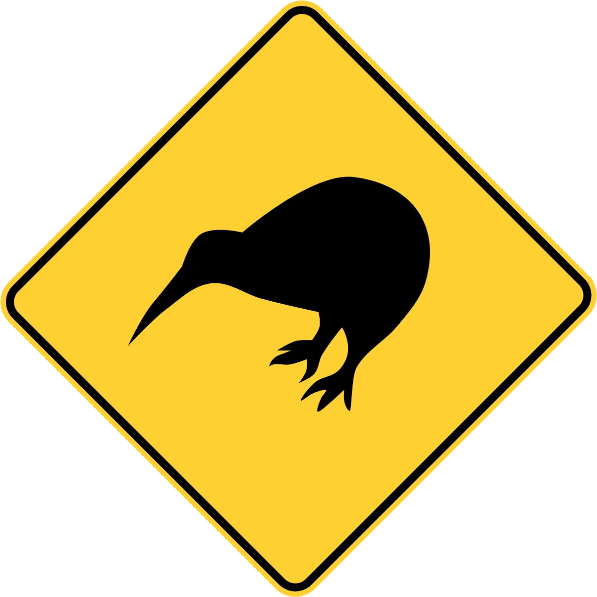 New Zealand kiwi crossing road sign